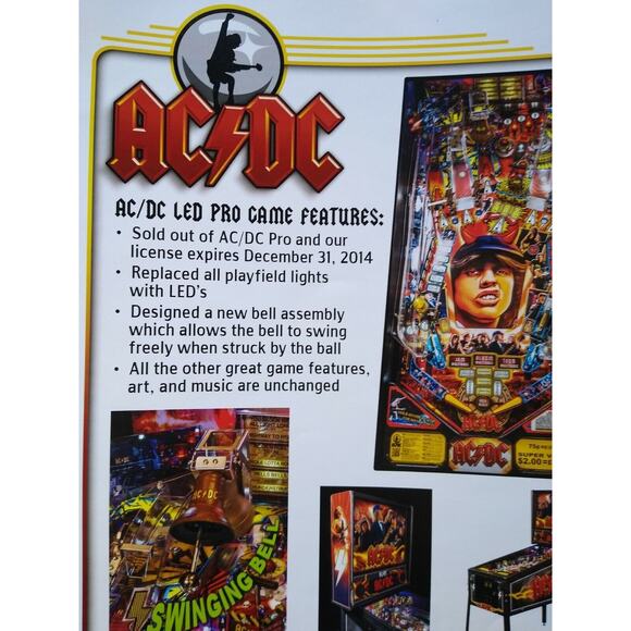 AC/DC Pinball FLYER LED Pro Edition 2013 Original Hard Rock Music Vintage Promo - Picture 5 of 6